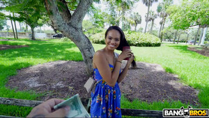 Загорелая таечка трахается в фургоне с пикапером за деньги